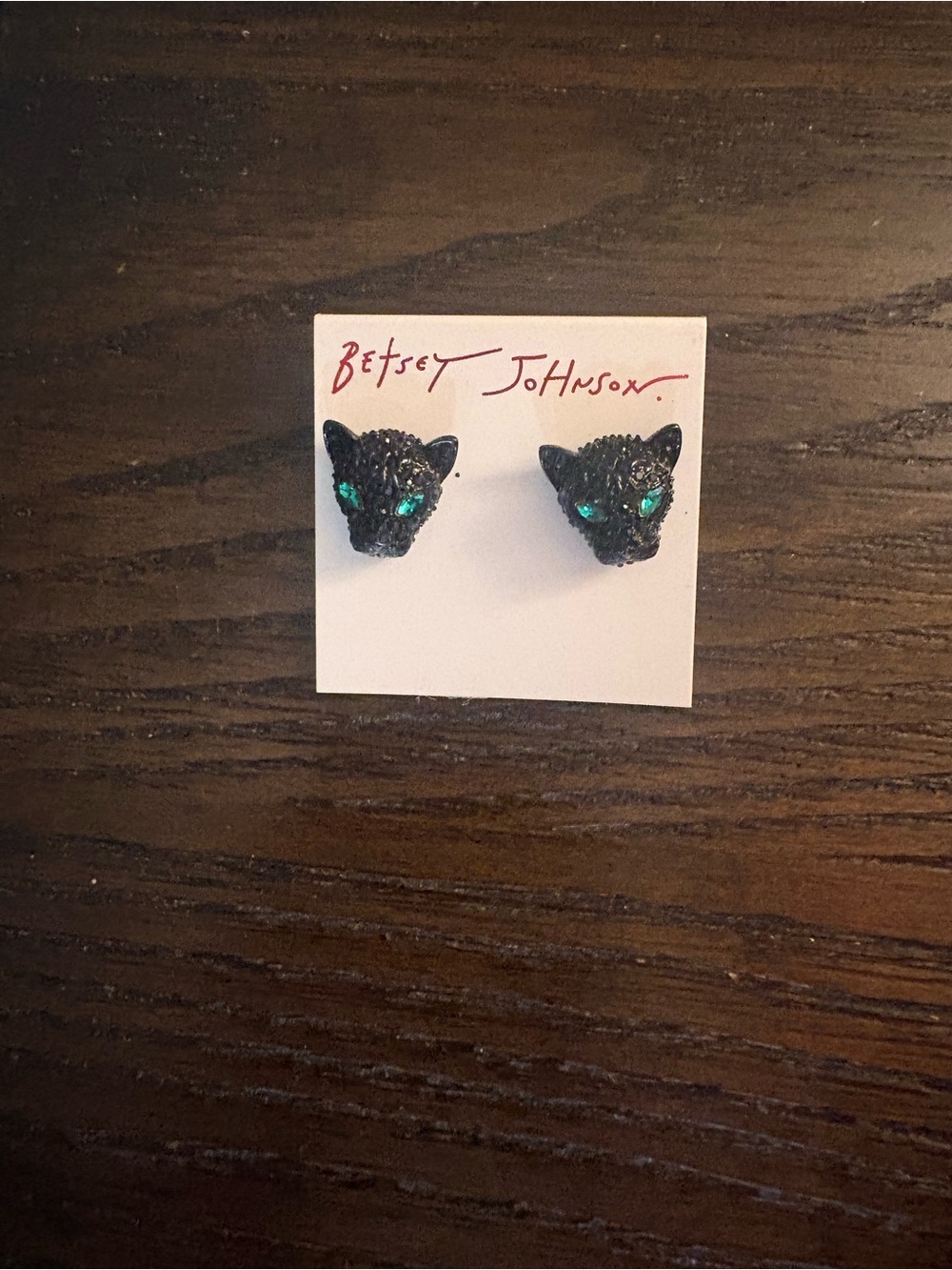 NEW Betsey Johnson Black Leopard Head Stud Earrings